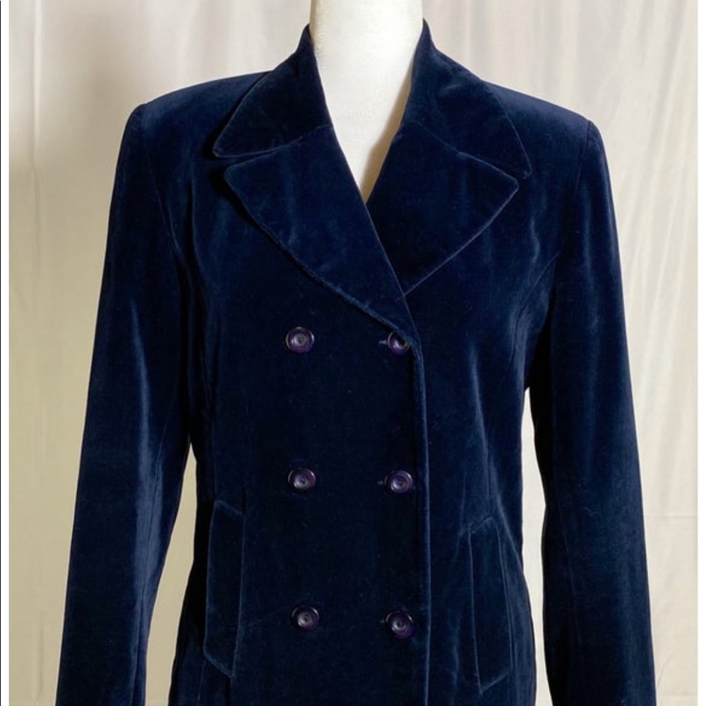 Navy smoking velvet jacket